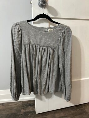 a.n.a Gray Peasant Blouse - Long Sleeve
